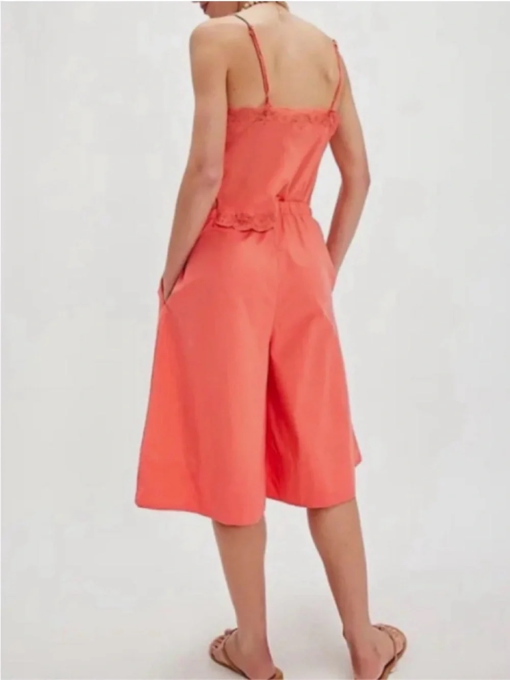 Free-est Free People Cotton Lucca Culotte Shorts Wide Leg medium coral pink